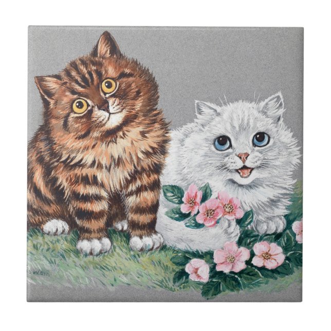 The Sweetest Pair, Louis Wain Ceramic Tile (Front)