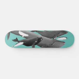 The Swim Of Whales Illustration Art Whale Blue Skateboard