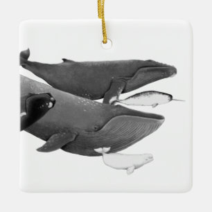 The Swim Of Whales Illustration Art Whale    Ceramic Ornament