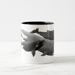 The Swim Of Whales Illustration Art Whale Two-Tone Coffee Mug