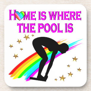 THE SWIMMER IS ALWAYS READY FOR THE POOL COASTER