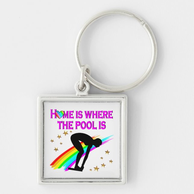 THE SWIMMER IS ALWAYS READY FOR THE POOL KEY RING (Front)