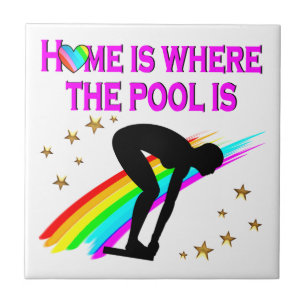 THE SWIMMER IS ALWAYS READY FOR THE POOL TILE