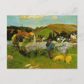 The Swineherd, Brittany by Paul Gauguin Postcard