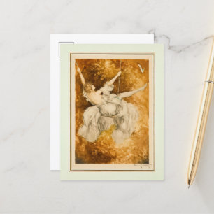 The Swing, 1928 by Louis Icart Announcement Postcard