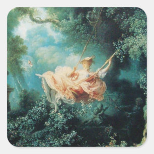 THE SWING green pink Square Sticker