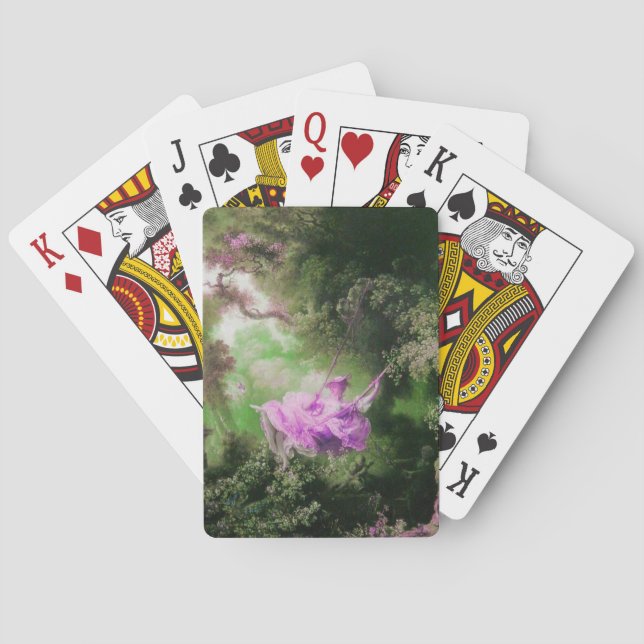 THE SWING ,green violet purple Playing Cards (Back)