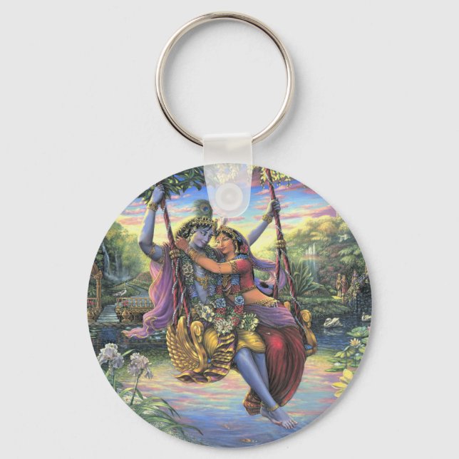 The Swing Pastime - Radha and Krishna Key Ring (Front)