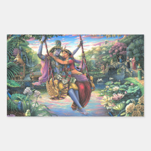 The Swing Pastime - Radha and Krishna Rectangular Sticker