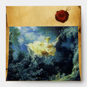 THE SWING, RED WAX SEAL PARCHMENT Blue Yellow Envelopes