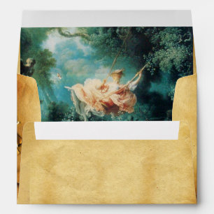 THE SWING, RED WAX SEAL PARCHMENT green pink Envelopes