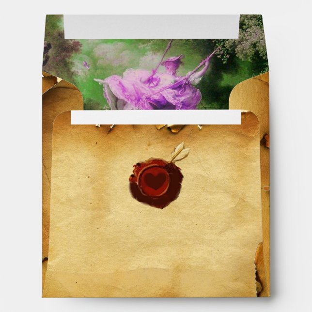 THE SWING, RED WAX SEAL PARCHMENT Violet Green Envelope (Back (Bottom))