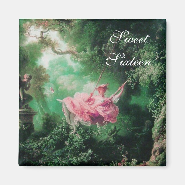 THE SWING ,SWEET SIXTEEN PARTY green pink fuchsia Magnet (Front)