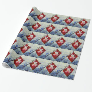 The Swiss Flag in a storm Wrapping Paper