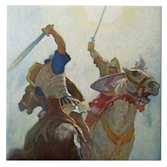 “The Sword Battle Was Fierce” by NC Wyeth Ceramic Tile (Front)