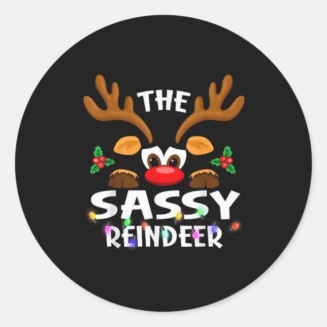 The Sy Reindeer Christmas Men Women  Classic Round Sticker (Front)