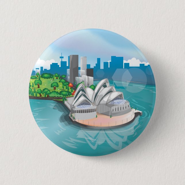 The Sydney Opera House 6 Cm Round Badge (Front)