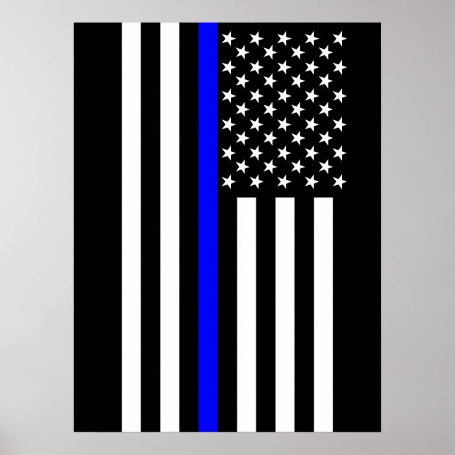 The Symbolic Thin Blue Line American Flag Poster (Front)