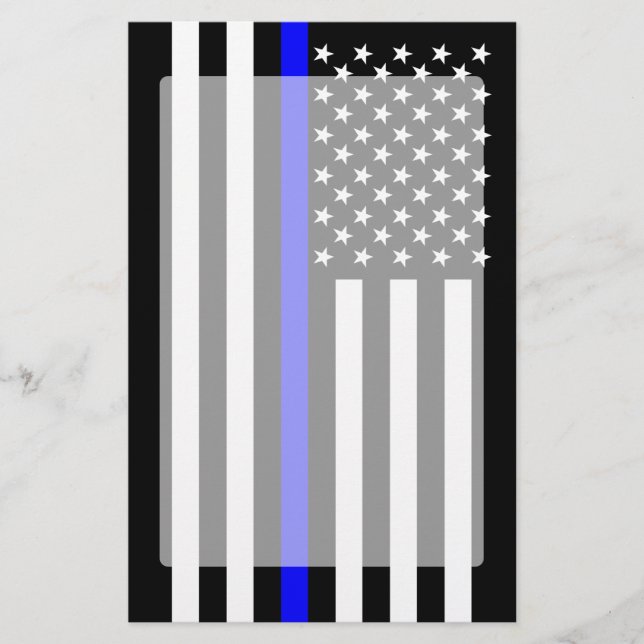 The Symbolic Thin Blue Line American Flag Stationery (Front)