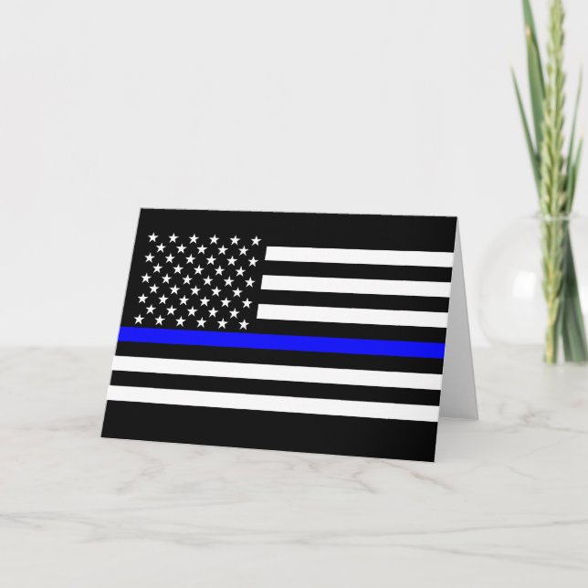 The Symbolic Thin Blue Line Graphic US Flag Card (Front)