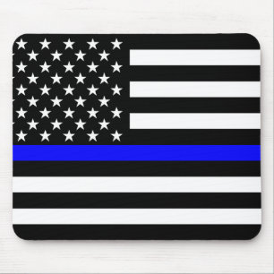 The Symbolic Thin Blue Line Graphic US Flag Mouse Pad