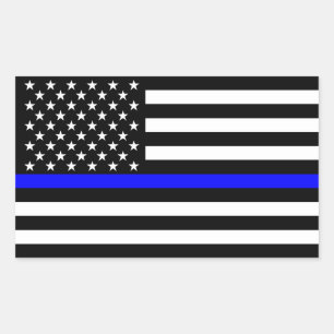 The Symbolic Thin Blue Line Graphic US Flag Rectangular Sticker