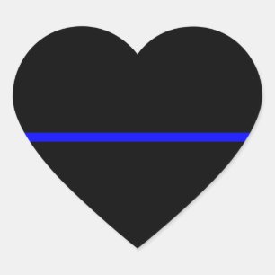 The Symbolic Thin Blue Line Horizontal Black Heart Sticker
