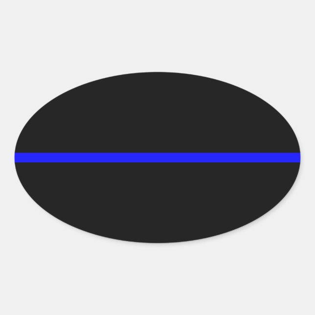 The Symbolic Thin Blue Line Horizontal Black Oval Sticker (Front)