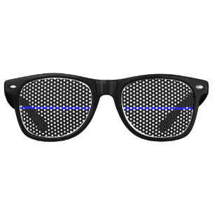 The Symbolic Thin Blue Line Horizontal Black Retro Sunglasses