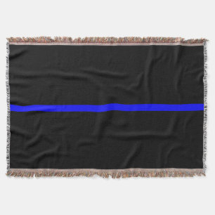The Symbolic Thin Blue Line Horizontal Black Throw Blanket