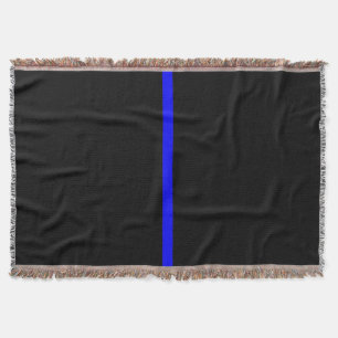 The Symbolic Thin Blue Line Horizontal Black Throw Blanket
