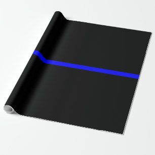 The Symbolic Thin Blue Line Horizontal Black Wrapping Paper