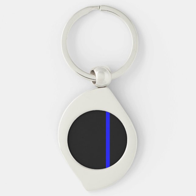 The Symbolic Thin Blue Line on a black decor Key Ring (Front)