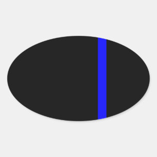 The Symbolic Thin Blue Line on Black Oval Sticker