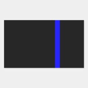 The Symbolic Thin Blue Line on Black Rectangular Sticker