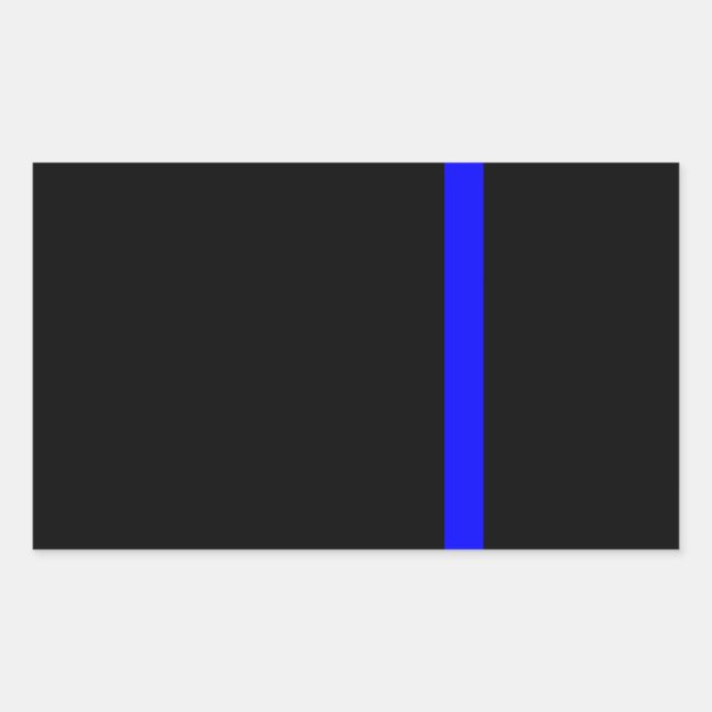 The Symbolic Thin Blue Line on Black Rectangular Sticker (Front)