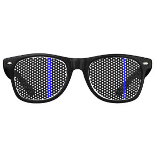 The Symbolic Thin Blue Line on Black Retro Sunglasses