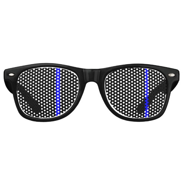 The Symbolic Thin Blue Line on Black Retro Sunglasses (Front)