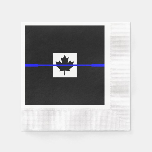 The Symbolic Thin Blue Line on Canadian Flag Napkin (Front)