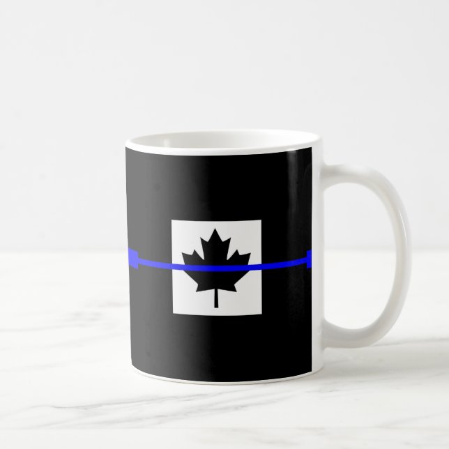 The Symbolic Thin Blue Line on Canadian Maple Leaf Coffee Mug (Right)