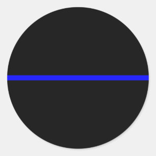 The Symbolic Thin Blue Line on Solid Black Classic Round Sticker