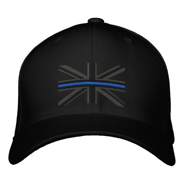The Symbolic Thin Blue Line on UK Flag Embroidered Hat (Front)