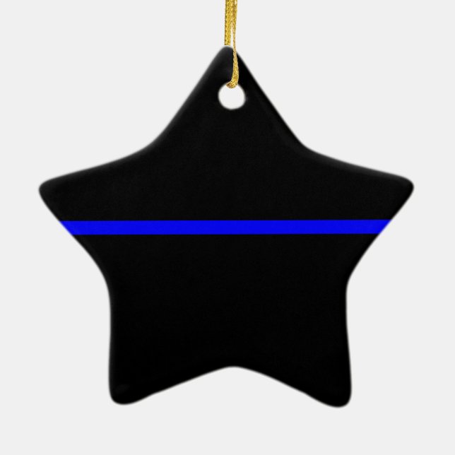 The Symbolic Thin Blue Line Statement Ceramic Tree Decoration (Back)