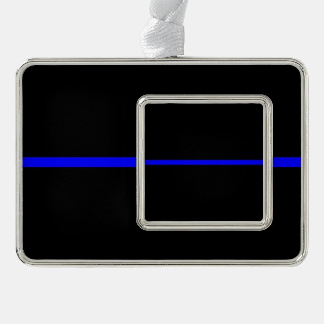 The Symbolic Thin Blue Line Statement Silver Plated Framed Ornament (Front)