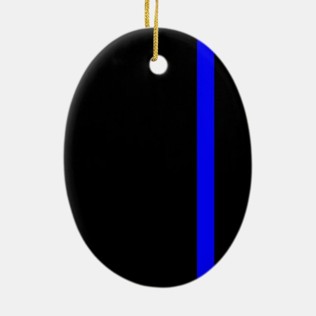 The Symbolic Thin Blue Line Vertical Black Ceramic Tree Decoration (Back)
