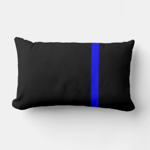The Symbolic Thin Blue Line Vertical Black Lumbar Cushion