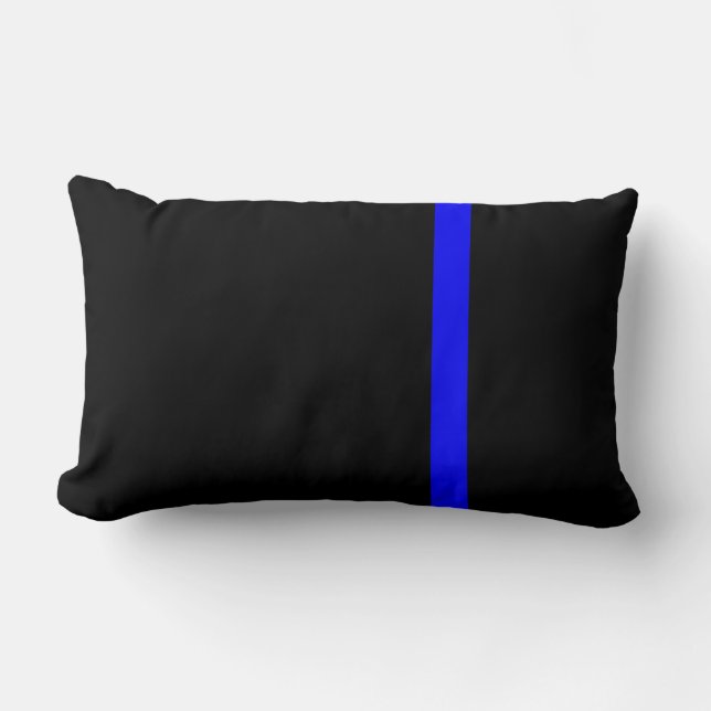 The Symbolic Thin Blue Line Vertical Black Lumbar Cushion (Front)