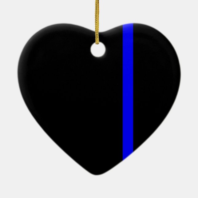 The Symbolic Thin Blue Line Vertical Style Ceramic Tree Decoration (Back)