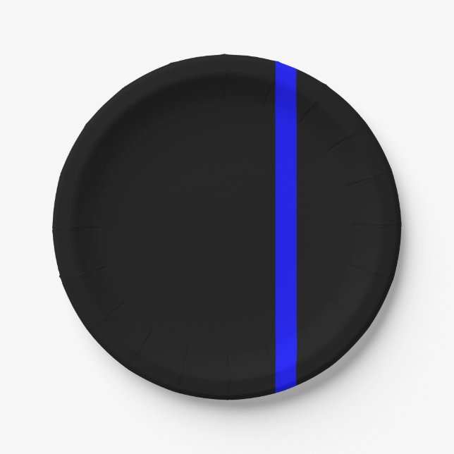 The Symbolic Thin Blue Line Vertical Style Paper Plate (Front)