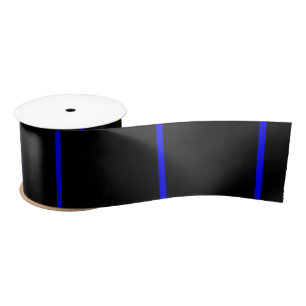 The Symbolic Thin Blue Line Vertical Style Satin Ribbon